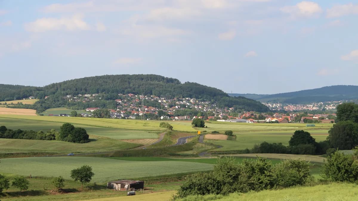 Blick über Niederweimar in der Gemeinde Weimar (Lahn)